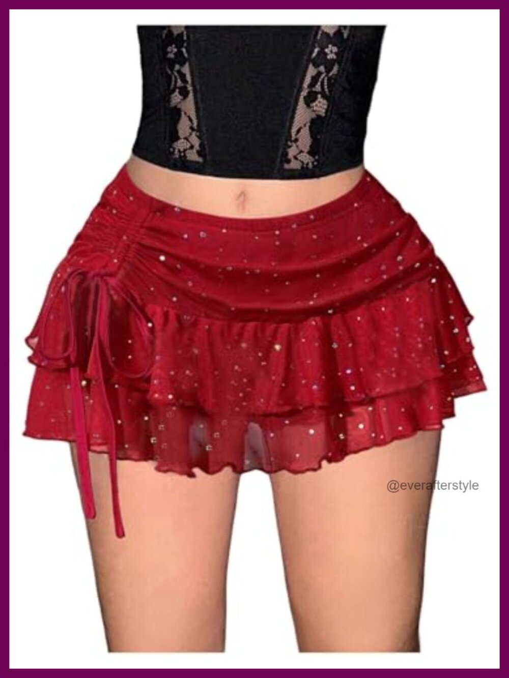 Sequin Sparkly Glitter Mesh Ruffle Layered Mini Skirt Y2K Party